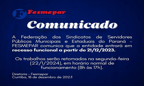 AVISO DE RECESSO FUNCIONAL – 2023
